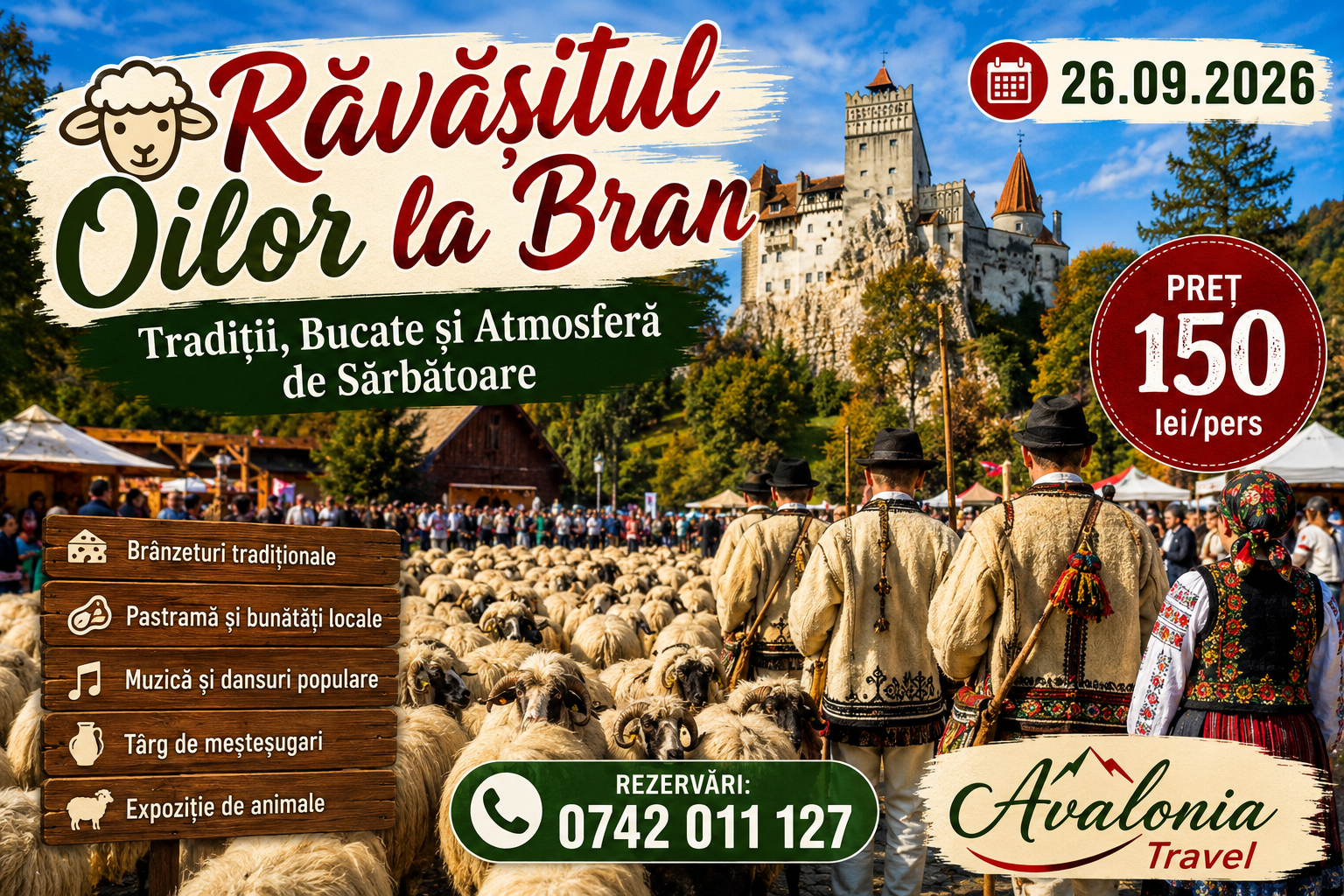 🐑 Răvășitul Oilor la Bran – Tradiții, Bucate și Atmosferă de Sărbătoare 🐑 26.09.2026
