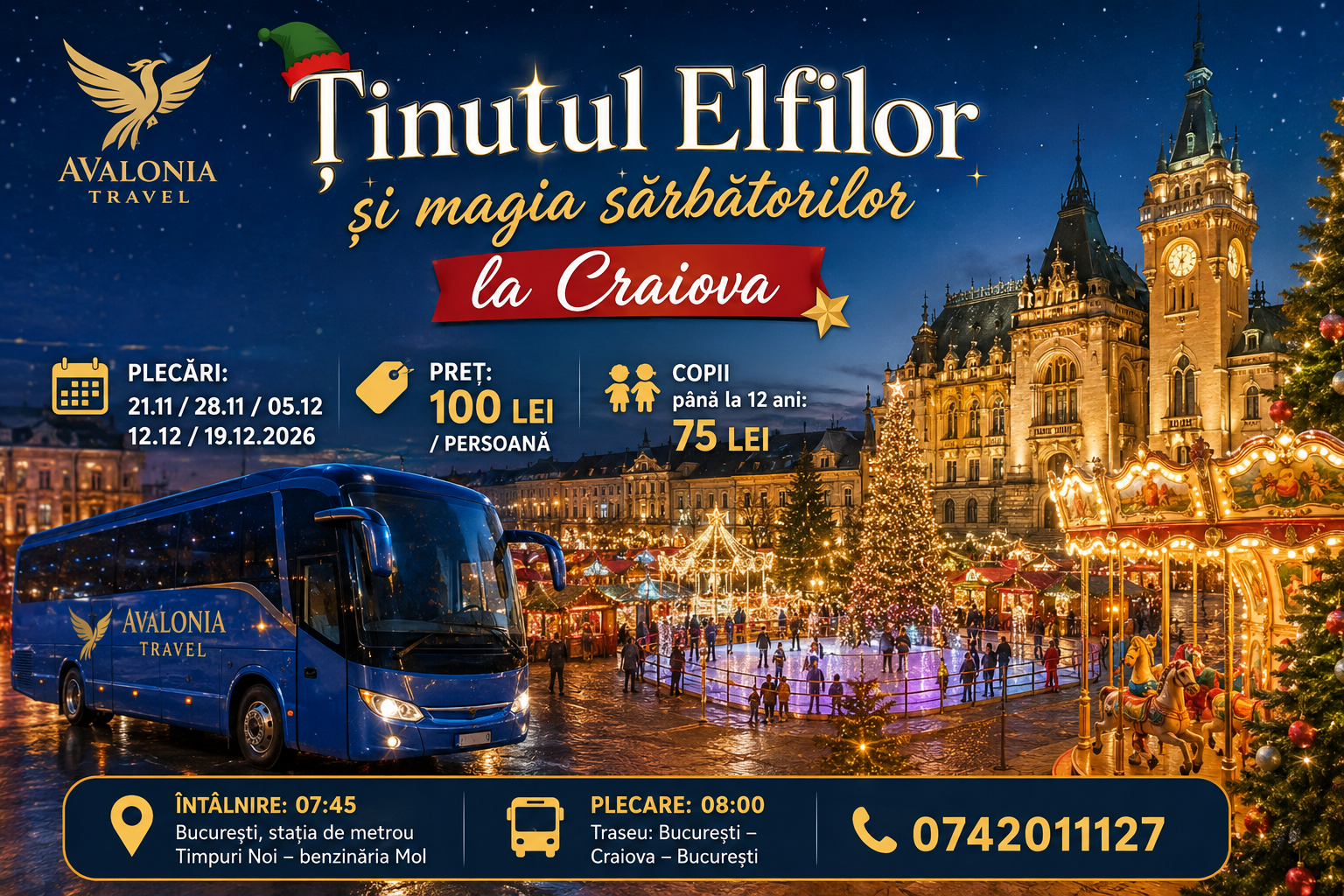 🏰 Ținutul Elfilor și magia sărbătorilor la Craiova ✨ 21.11 / 28.11 / 05.12 / 12.12 / 19.12.2026